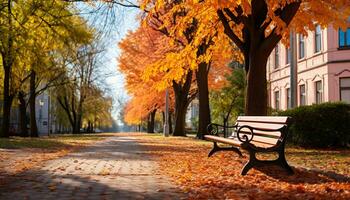ai gerado outono folha em árvore, natureza beleza ao ar livre gerado de ai foto
