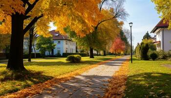 ai gerado outono folha, natureza beleza, vibrante cores, tranquilo cena gerado de ai foto