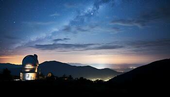 ai gerado leitoso caminho brilha dentro noite céu, uma tirar o fôlego Visão gerado de ai foto