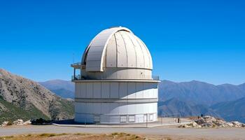 ai gerado astronomia exploração, telescópio descobre montanha pico dentro galáxia gerado de ai foto