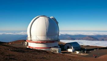 ai gerado montanha pico, Claro céu, telescópio, exploração, aventura gerado de ai foto