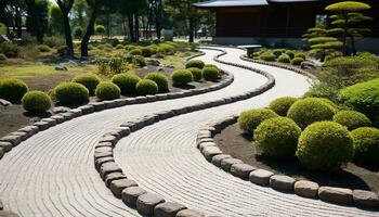 ai gerado tranquilo cena, natureza beleza dentro uma formal jardim gerado de ai foto