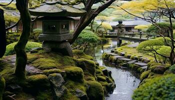 ai gerado tranquilo cena do antigo japonês cultura dentro outono, gerado de ai foto