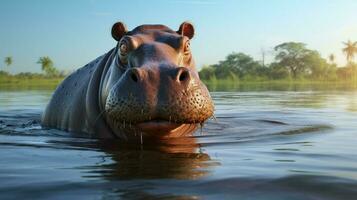 ai gerado hipopótamo Alto qualidade fundo foto