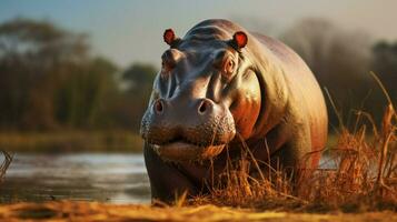 ai gerado hipopótamo Alto qualidade fundo foto