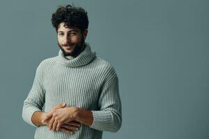 homem moda atraente jovem branco adulto face casual fundo barba pessoa felicidade caucasiano foto