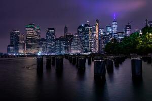 noite Visualizações em mais baixo Manhattan foto