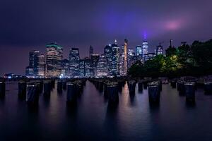 noite Visualizações em mais baixo Manhattan foto