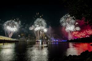 Julho 4º macy's fogos de artifício dentro Novo Iorque foto