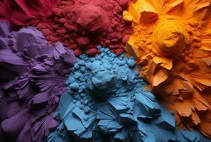 ai gerado vibrante alcance do colorida areias e pós, holi festival imagens hd foto