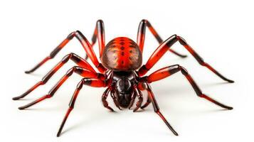 ai gerado foto do redback aranha isolado em branco fundo. generativo ai