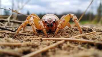 ai gerado foto do caranguejo aranha em uma chão. generativo ai