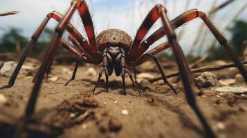 ai gerado foto do vindima aranha em uma chão. generativo ai