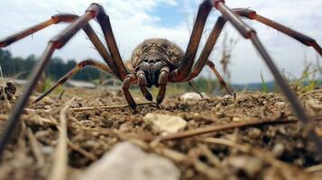 ai gerado foto do vindima aranha em uma chão. generativo ai