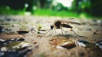 ai gerado foto do mosquito em uma chão. generativo ai