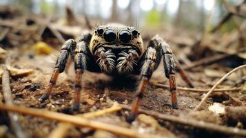 ai gerado foto do zebra aranha em uma chão. generativo ai