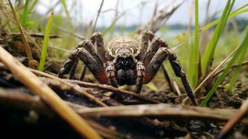 ai gerado foto do pescaria aranha em uma chão. generativo ai