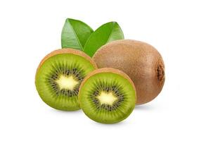 kiwi fruta com fatias kiwi isolado em branco fundo foto