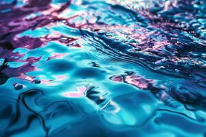 ai gerado Rosa e azul água ondulações. horizontal foto