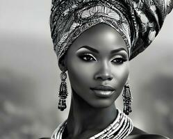ai gerado lindo retrato do africano mulher foto