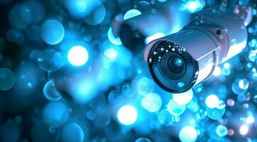 ai gerado cctv segurança segurança Câmera fornece vigilância, privacidade e proteção para o negócio armazém foto