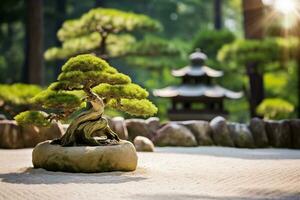 ai gerado minimalista zen japonês jardim para espiritual meditação e relaxamento foto