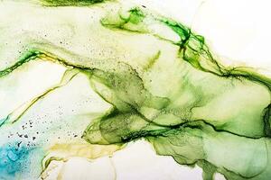 aguarela álcool tinta redemoinhos. transparente ondas dentro verde cores. delicado pastel pontos. digital decoração foto