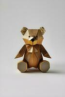 ai gerado origami Urso em luz fundo foto