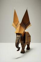 ai gerado origami elefante em luz fundo foto