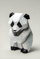 ai gerado origami panda em luz fundo foto