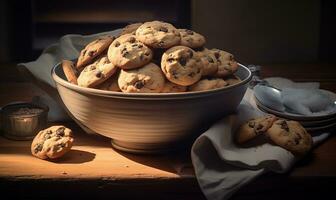 ai gerado montanha do biscoitos com chocolate salgadinhos. I a gerar foto