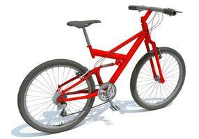 montanha bicicleta 3d Renderização em branco fundo foto