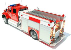 resgate fogo pumper caminhão 3d Renderização em branco fundo foto