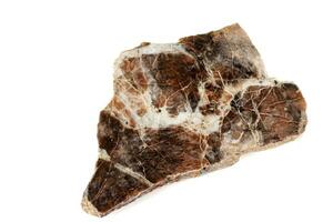 macro pedra nefelina mineral em branco fundo foto