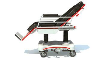 médico maca cadeira médico equipamento 3d Renderização em branco fundo foto