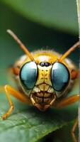 ai gerado macro tiro este captura a olhar do a inseto através Está olhos, fundo imagem, generativo ai foto