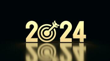 a 2024 ouro texto e alvo ícone para o negócio conceito 3d Renderização. foto