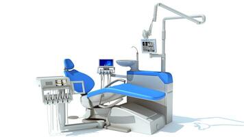 dental tratamento estação unidade 3d Renderização em branco fundo foto
