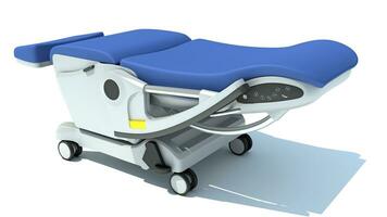 hospital paciente cadeira 3d Renderização em branco fundo foto