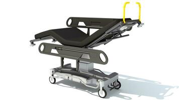 maca carrinho médico equipamento 3d Renderização em branco fundo foto