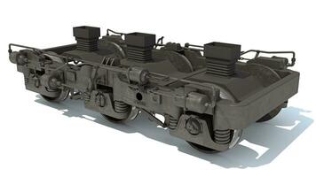 trem locomotiva caminhões rodas 3d Renderização em branco fundo foto