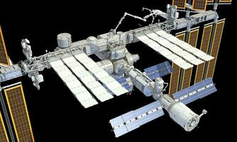 internacional espaço estação iss 3d Renderização em Preto fundo foto