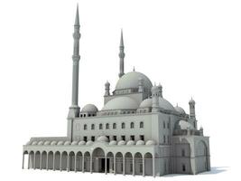 mesquita religioso construção 3d Renderização em branco fundo foto