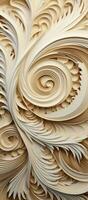 ai gerado intrincado papel espiral escultura em branco fundo. ai generativo. foto