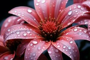 ai gerado floral elegância capturado dentro uma macro retrato com delicado água gotas foto