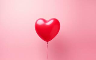 ai gerado romântico fundo com vermelho coração em forma balão em Rosa plano de fundo.dia dos namorados dia foto
