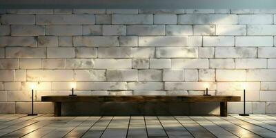 ai gerado branco tijolo parede textura fundo. quarto interior com branco tijolo muro. generativo ai foto
