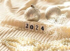 fechar acima tiro do Novo ano decorações. Novo ano mudando números,. feriado foto