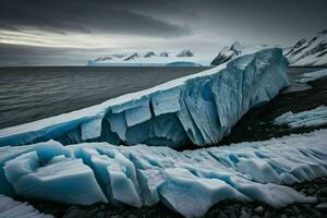 ai gerado iceberg Derretendo para dentro mar foto