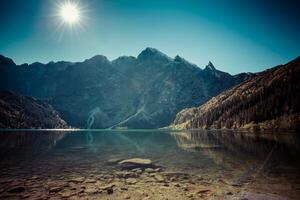 panorama do montanha lago Morskie oko perto zakopane, tatra montanhas, Polônia foto